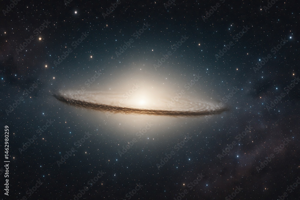 Sombrero Galaxy shining in the dark universe with stars surrounding it