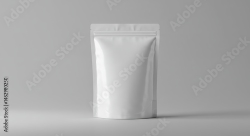 White Pouch Packaging Mockup on Gray Background