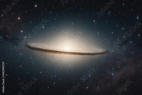 Obraz na płótnie Sombrero Galaxy shining in the dark universe with stars surrounding it w salonie
