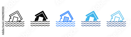 Flood Icon Set With Multiple Style Collection 