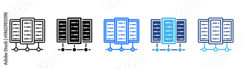 Data Center Icon Set With Multiple Style Collection 