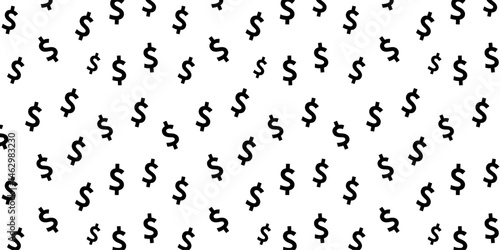 Dollar sign seamless vector editable pattern PNG or transparent background. black and white Money sign vector pattern background	