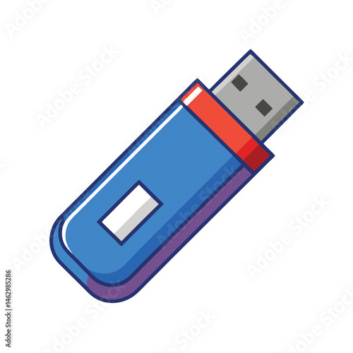 USB flash drive white background vector art illustration