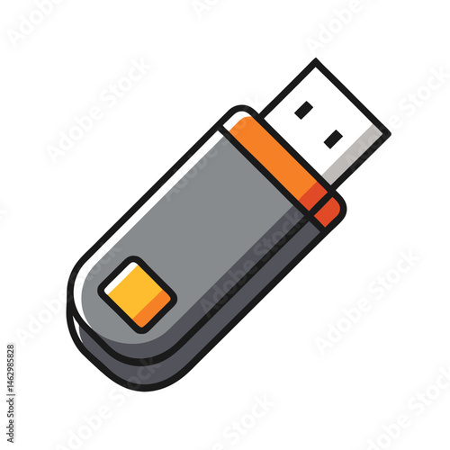 USB flash drive white background vector art illustration