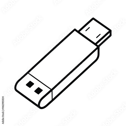 USB flash drive white background vector art illustration