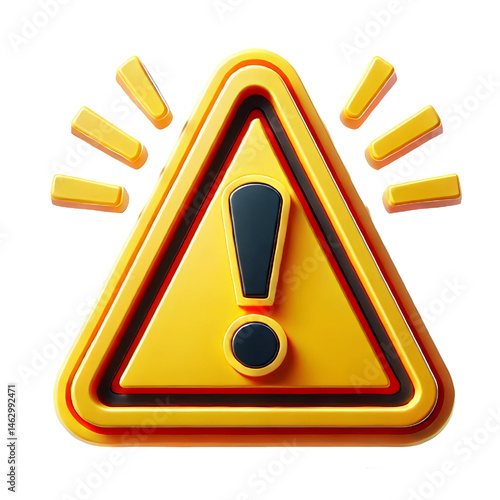 Warning sign PNG icon 3d isolated on white background alert danger 