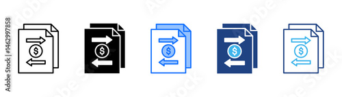 Transaction History Icon Set With Multiple Style Collection 
