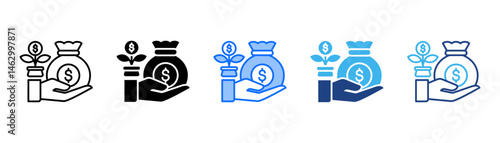Funding Icon Set With Multiple Style Collection 