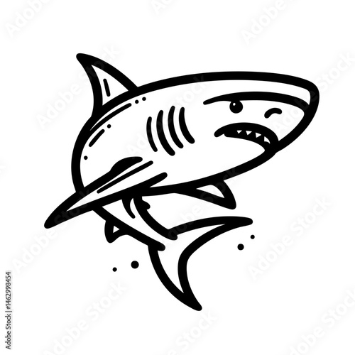 Shark Line Art: Oceanic Predator Illustration