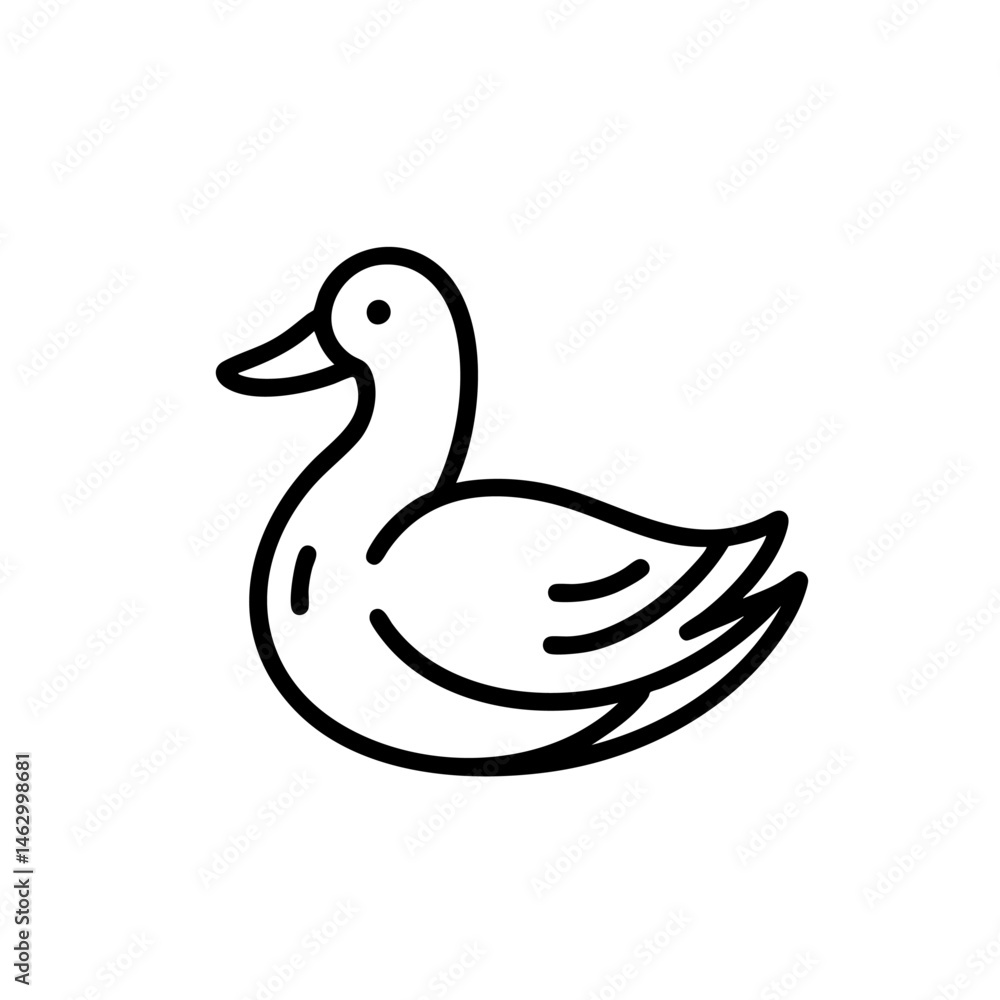 Elegant Duck Line Art: Minimalist Bird Icon Elegant Duck Line Art: Minimalist Bird Icon