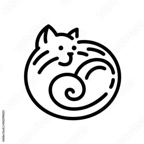 Adorable curled cat illustration