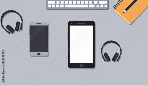 Workspace_Essentials_Phone_Keyboard_Headphones_Notebook_Modern_Office_Setup_Creative_Desk_Flat_Lay_Tech_Accessories_Digital_Lifestyle_Work_From_Home