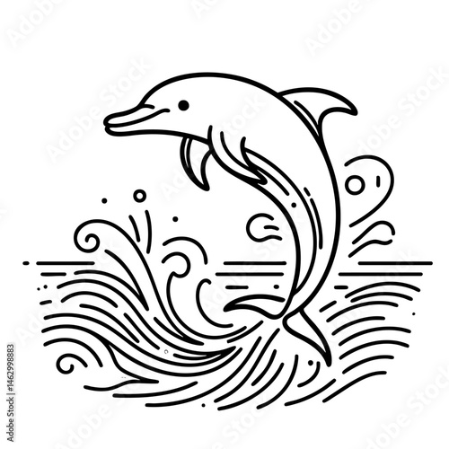 Elegant Dolphin Leaping from Ocean Waves