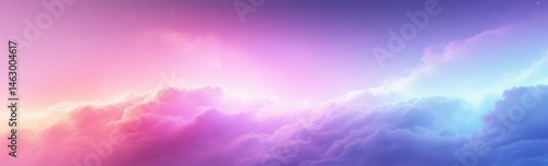 Obraz na płótnie Vibrant sky with fluffy clouds illuminated by pastel colors of pink, purple, and blue, evoking a calm and dreamy atmosphere at dawn or dusk w salonie