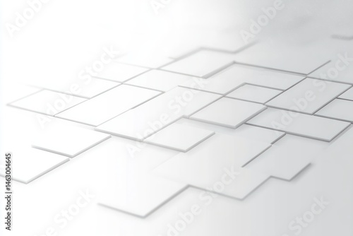 Obraz na płótnie abstract white geometric pattern of overlapping and interconnected squares and rectangles with subtle shadows and depth effect on a smooth surface w salonie