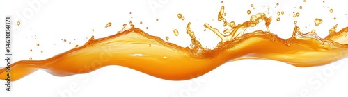 Obraz na płótnie dynamic splash of golden liquid flowing and splashing against a white background with droplets suspended in midair w salonie