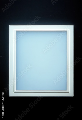 Obraz na płótnie Squared modern ceiling light fixture emitting soft white light on a dark ceiling background w salonie