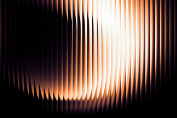 Fototapete Fraktale Wellen Orange Glasrippen Hitzewellen auf Schwarz  © Sviatlana Barysevich