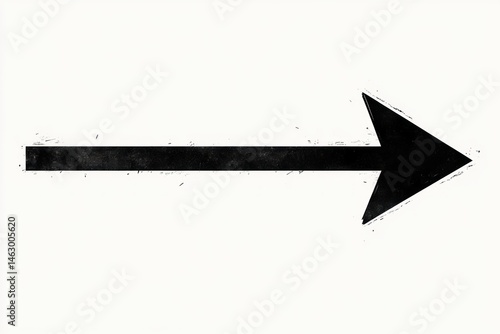Obraz na płótnie grungy black arrow pointing right on a white textured background showing direction and movement w salonie