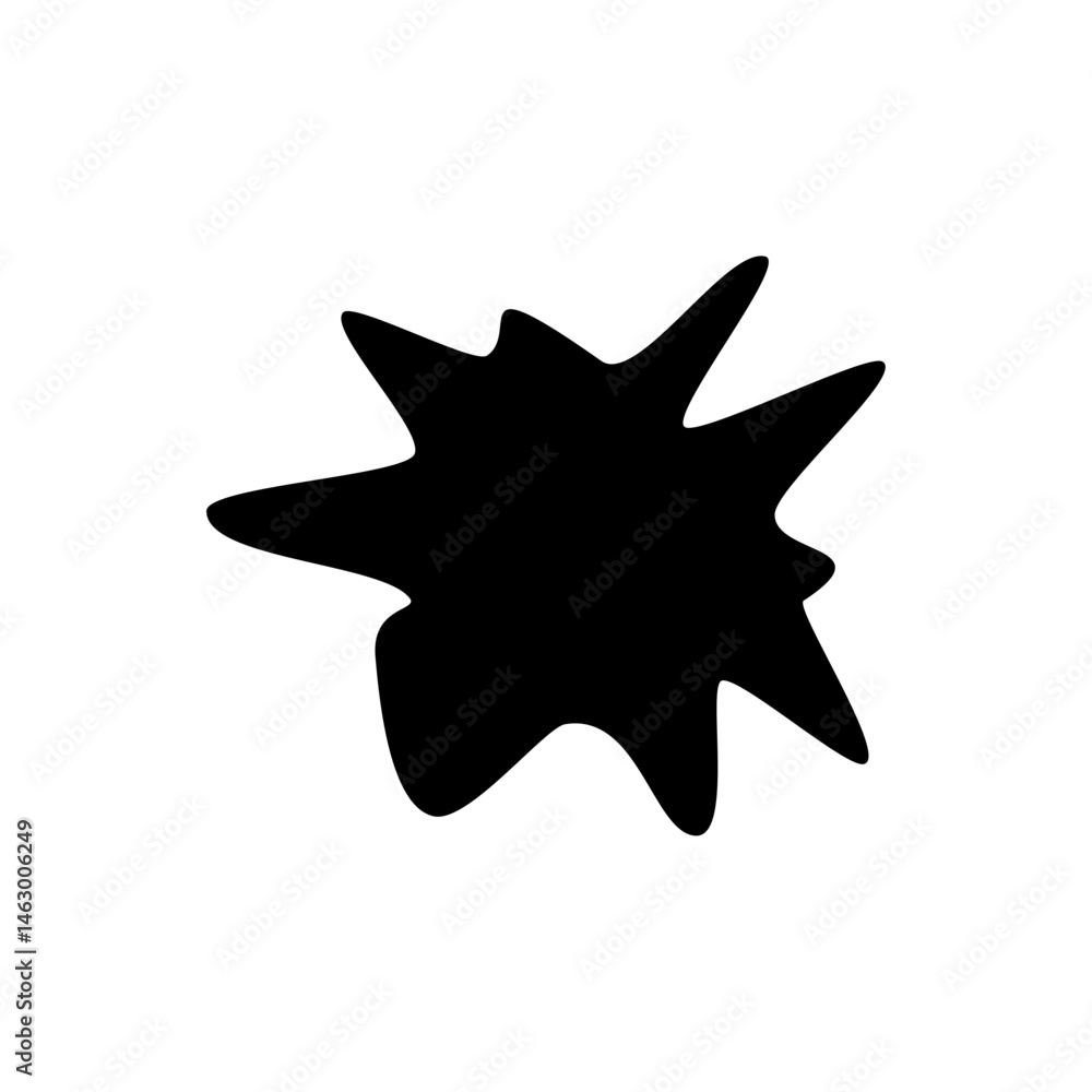 Obraz premium Abstract black shape resembling a splash mark on a white background with a modern artistic vibe