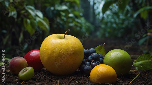 fresh fruits on a white background
