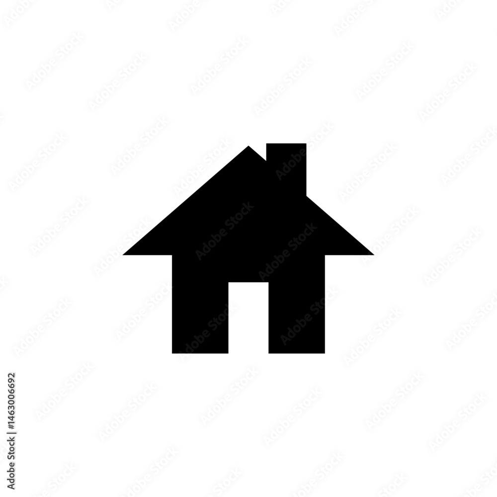 Simple black house icon representing home and shelter, suitable for various design projects and digital applications Simple black house icon representing home and shelter, suitable for various design projects and digital applications