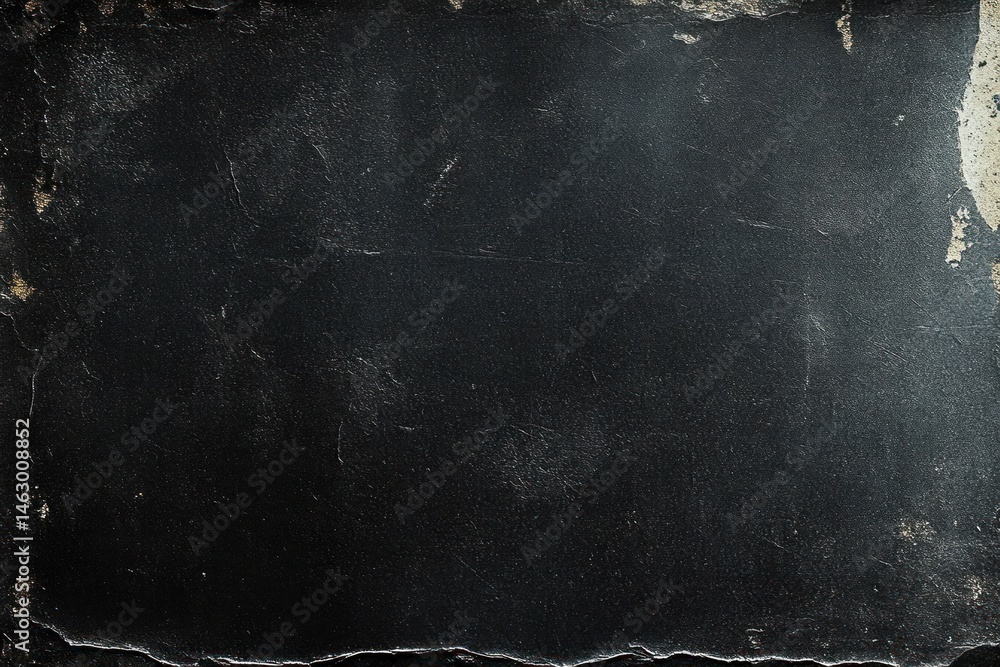 Close-up of a dark aged textured surface with cracks, peeling edges, and worn patches suggesting old painted or treated material