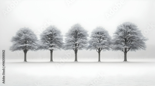 Wallpaper Mural Five frosted trees in a snowy landscape Torontodigital.ca