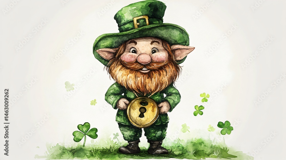 Fototapeta premium Watercolor Illustration Saint Patrick and Horses: Celtic Artwork for Festive Design Projects