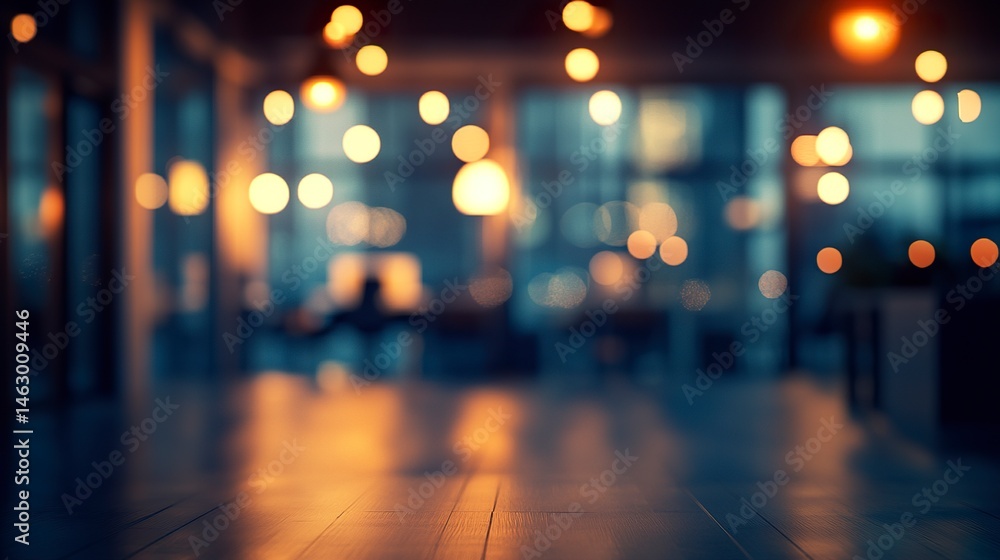 A defocused office scene with glowing bokeh lights highlighting a sleek, modern interior, where minimalist design and soft lighting combine for a polished and inviting atmosphere A defocused office scene with glowing bokeh lights highlighting a sleek, modern interior, where minimalist design and soft lighting combine for a polished and inviting atmosphere
