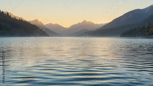 Wallpaper Mural Misty lake at dawn Torontodigital.ca