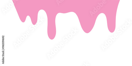 Pink ice cream drip icon. Vector illustration. Set of isolated pink liquid drops and melting glaze shapes. Sweet dessert fluid symbol in dripping style.