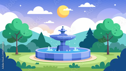 The sound of a nearby fountain creates a soothing ambiance perfect for studying or taking a peaceful moment to oneself.