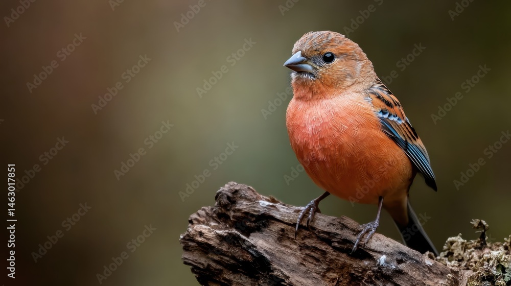 A vibrant bird with distinct orange and blue feathers stands atop a rustic log, adding a pop of color to its serene natural surroundings, showcasing the beauty of wildlife. A vibrant bird with distinct orange and blue feathers stands atop a rustic log, adding a pop of color to its serene natural surroundings, showcasing the beauty of wildlife.
