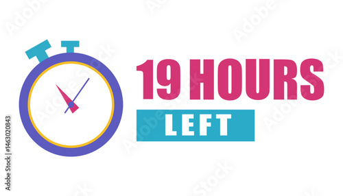 Obraz na płótnie Urgent time display. Nineteen hour limit. Clock reminder shape. Vector countdown. w salonie