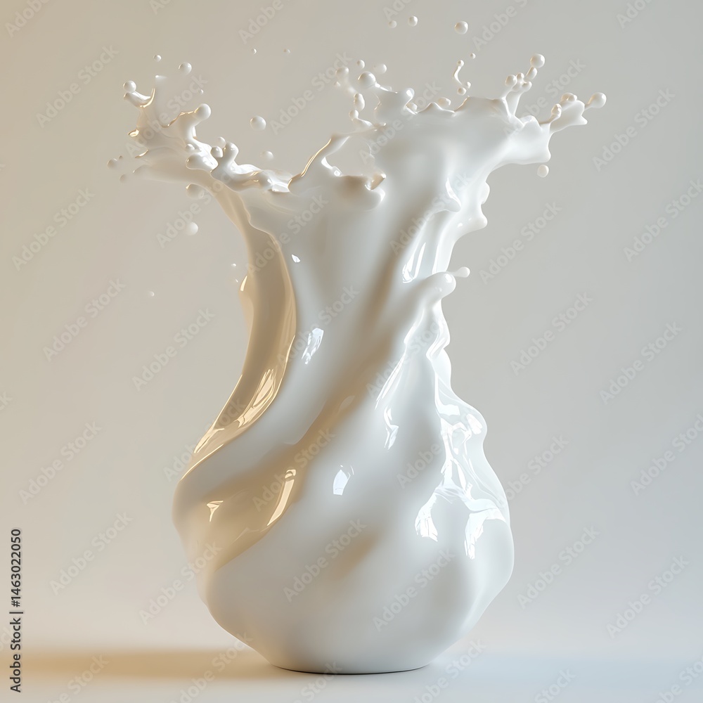 Naklejka premium Milk Splashing In Air Isolated Against Neutral Background High Quality Stock Photo