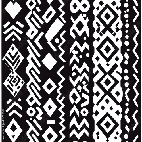 Discover an abstract seamless pattern that blends ethnic art into a clean, modern backdrop for your creative projects.