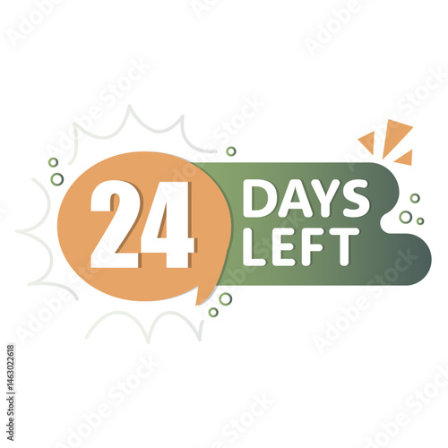 Obraz na płótnie 24 days reminder. Green orange color blend. Countdown icon speech. Vector date bubble. w salonie
