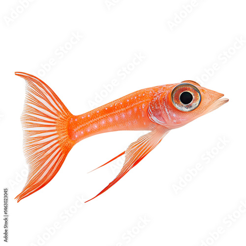 aquarium and marine species visuals exotic deep-sea fish isolated, big-eyed orange fish, long fin marine animal - exotic fish for biology and design