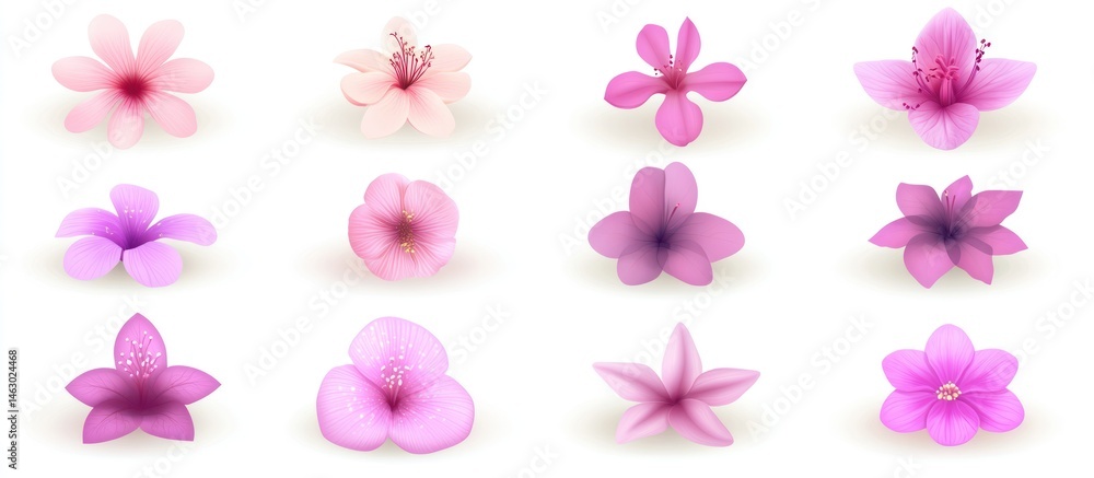 Delicate floral assortment, a curated vector set of elegant pink blossoms Delicate floral assortment, a curated vector set of elegant pink blossoms