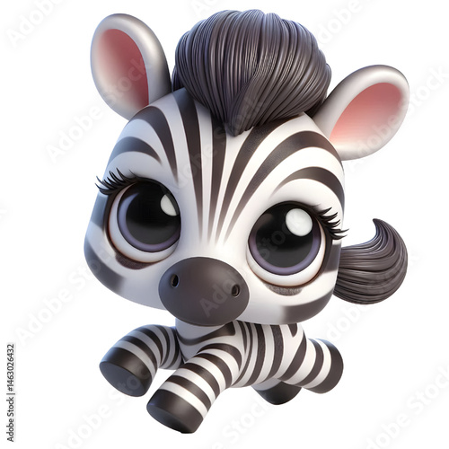 Cute 3d zebra isolated on white background