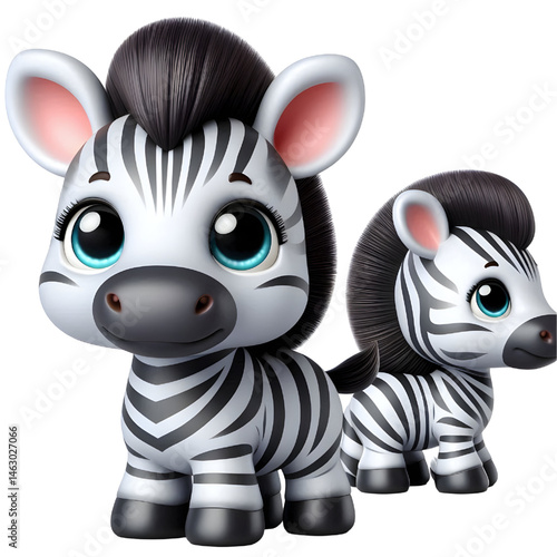 Cute 3d zebra isolated on white background