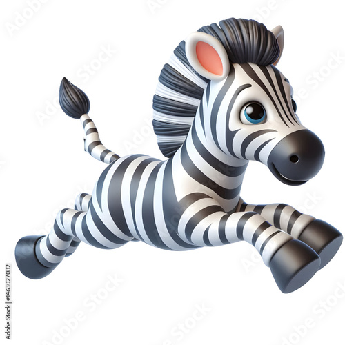 Cute 3d zebra isolated on white background