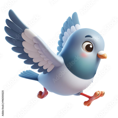 Cute 3d pigeon isolated on white background