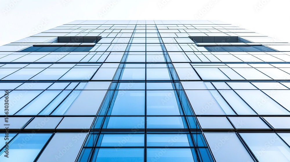 A towering office building with a minimalist glass and steel exterior, its symmetrical design and clean angles highlighted against a pristine white background, emphasizing modernity A towering office building with a minimalist glass and steel exterior, its symmetrical design and clean angles highlighted against a pristine white background, emphasizing modernity