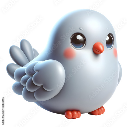 Cute 3d pigeon isolated on white background