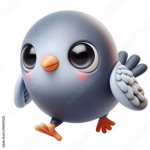 Cute 3d pigeon isolated on white background