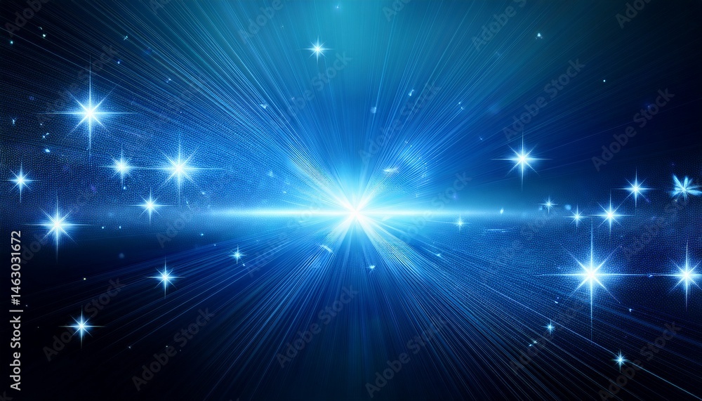 Fototapeta premium glowing blue abstract background with stars and light