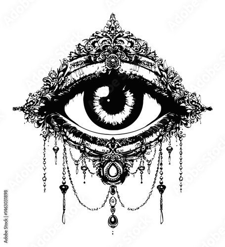Intricate Eye Design with Decorative Elements and Elegant Details