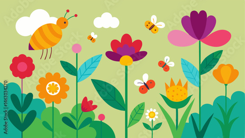 Pollinatorfriendly Section A part of the garden dedicated to pollinator plants showcasing colorful flowers with butterflies and bees highlighting biodiversity and community